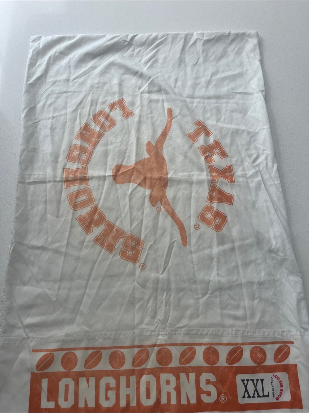 Texas Longhorns White and Burnt Orange Pillowcase - Locket Room Collection